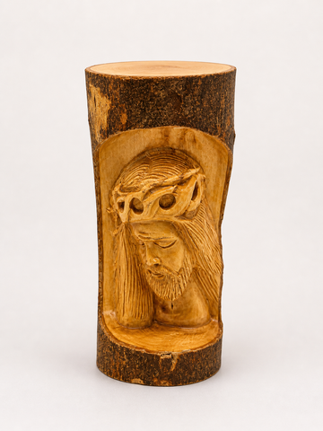 Crowned Christ Relief – Hand-Carved Olive Wood Sculpture