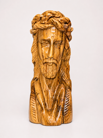 Christ with Crown of Thorns Bust – Bethlehem Olive Wood Hand-Carving