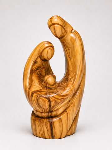 Abstract Holy Family Nativity – Olive Wood Hand-Carved Sculpture from Bethlehem