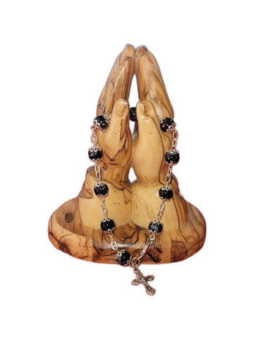 Black and Silver Rosary Bracelet – Crafted in Bethlehem