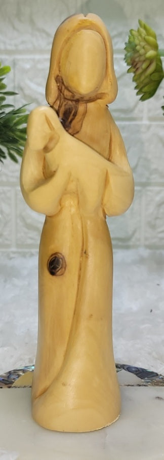 The Good Shepherd Olive wood Carving, The Good Shepherds wooden Figurine