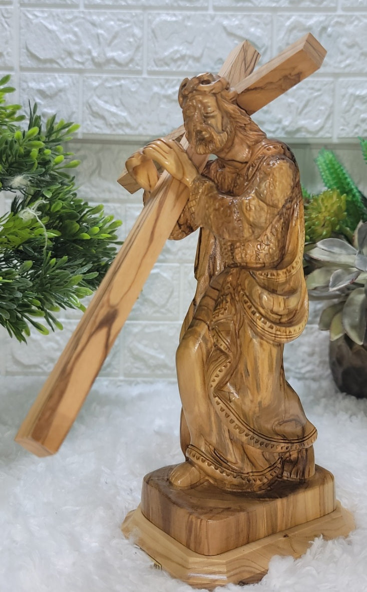 Jesus Christ Carrying The Cross Olive wood M