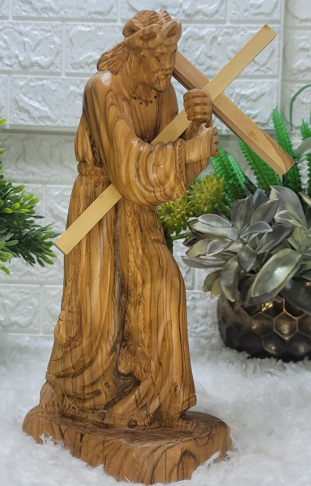 Jesus Christ Carrying The Cross Olive wood L