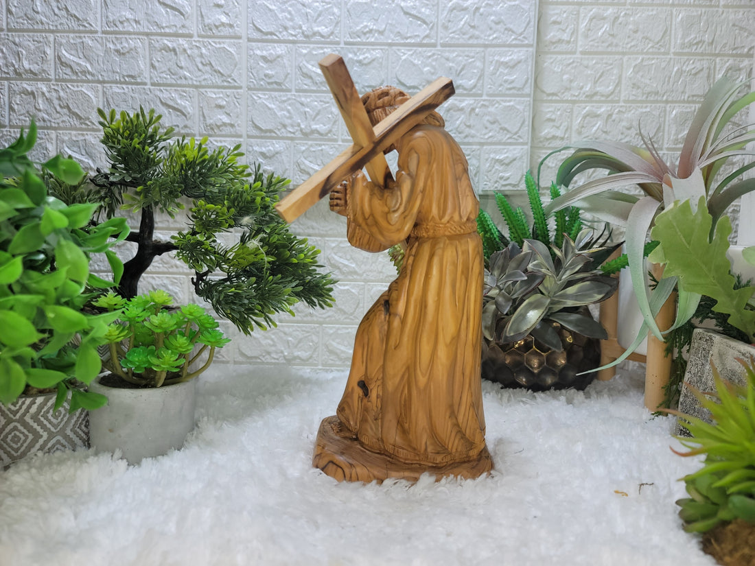 Jesus Christ Carrying The Cross Olive wood L