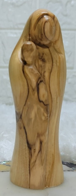 Olive Wood Madonna and Child Statue