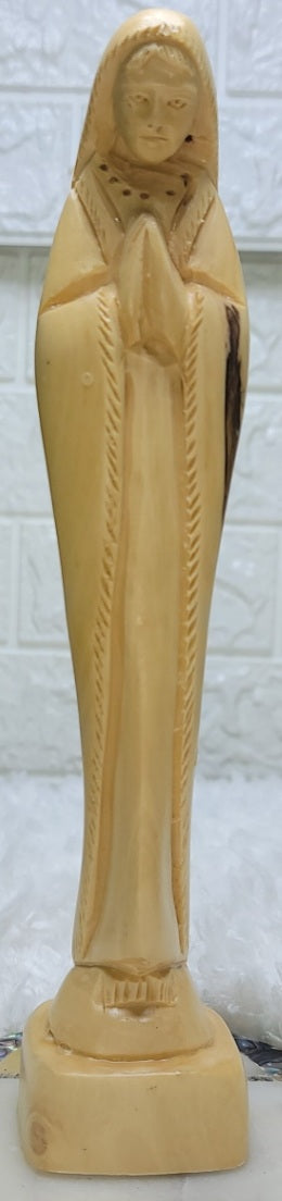 Carved Figurine Statue Madonna Virgin Mary Olive Wood Hand Made