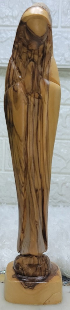 Carved Figurine Statue Madonna Virgin Mary Olive Wood Hand Made Faceless