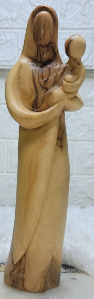 Blessed Mother Mary Wooden Statue, Olive Wood Madonna and child from the Holy Land, Mary and Baby Jesus Figurine