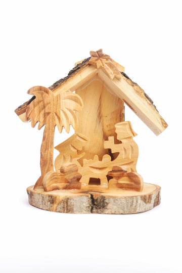 Olive Wood Nativity Scene_ Standing Grotto