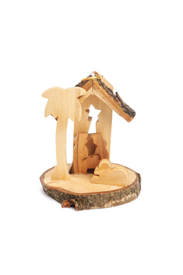 Olive Wood Nativity Scene_ Standing Grotto Ornament