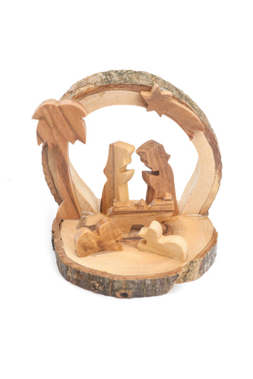 Olive Wood Nativity Scene_ Grotto Shelter