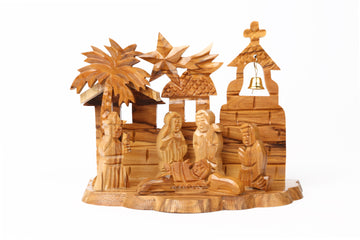 Olive Wood Nativity Scene_ Grotto and Church