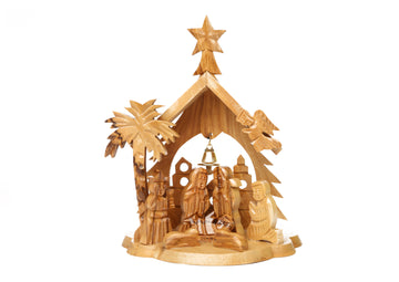 Olive Wood Nativity Scene_ Grotto and Tree