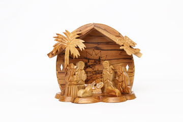 Olive Wood Nativity Scene_ Laser-engraved Nativity Church