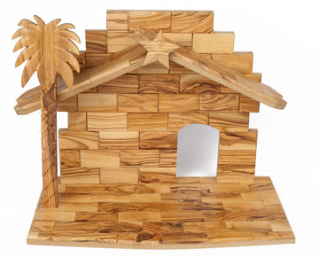 Olive Wood Nativity Scene_ Puzzle Stable Only