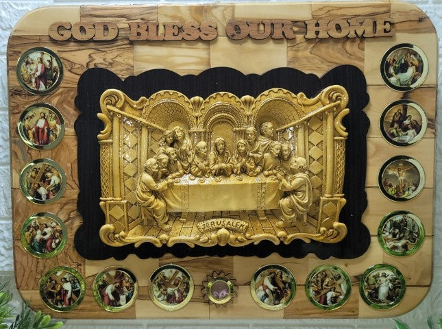 God Bless Our home last Supper Plaque with 14 stations