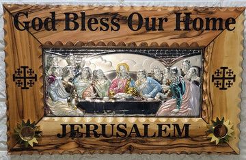 The Last Supper Olive Wood & Silver Plaque