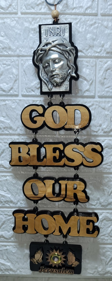 God Bless our Home Olive Wood Wall Sign