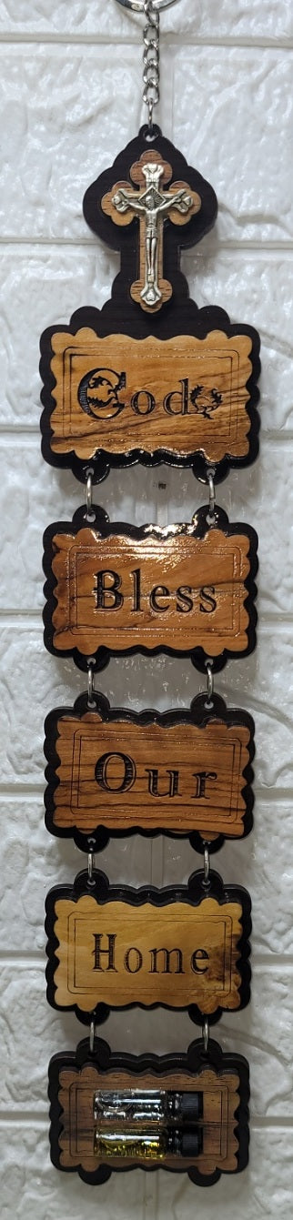 God Bless our Home Olive Wood Wall Sign