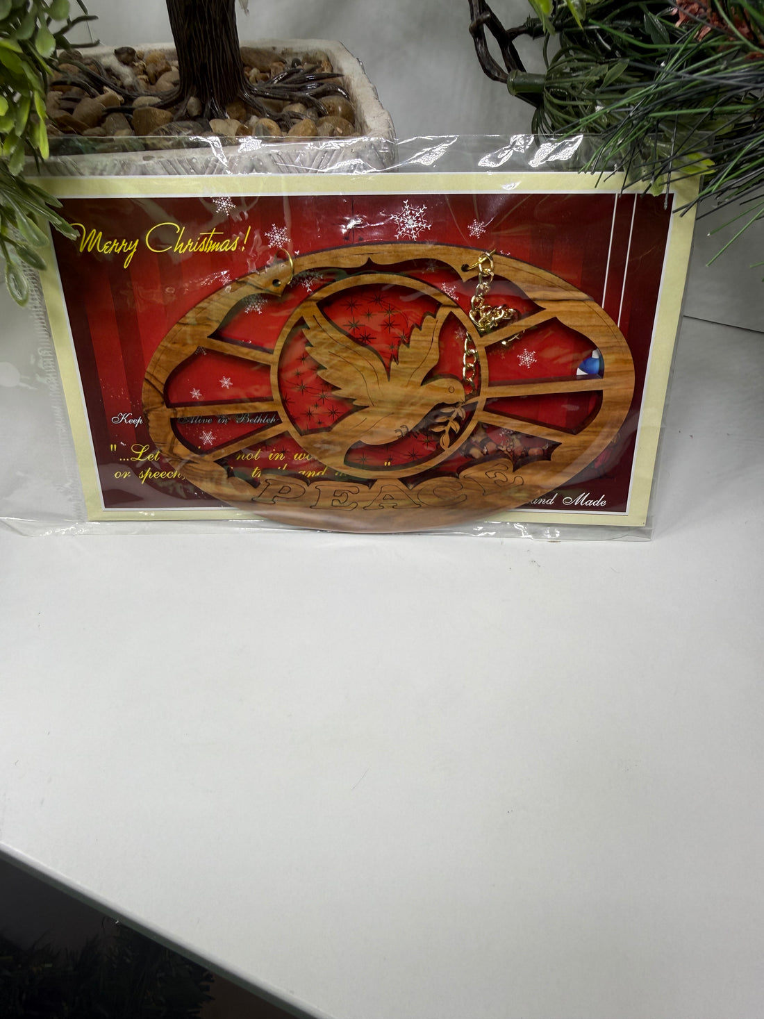 Olive Wood Ornament_ Peace with Dove Plaque