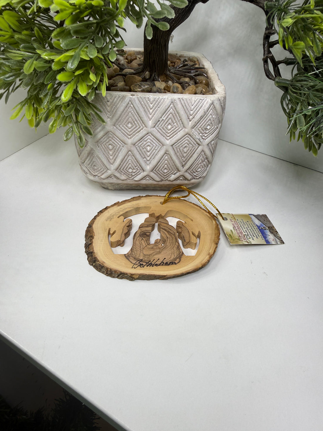 Olive Wood Ornament_ Natural Nativity Scene