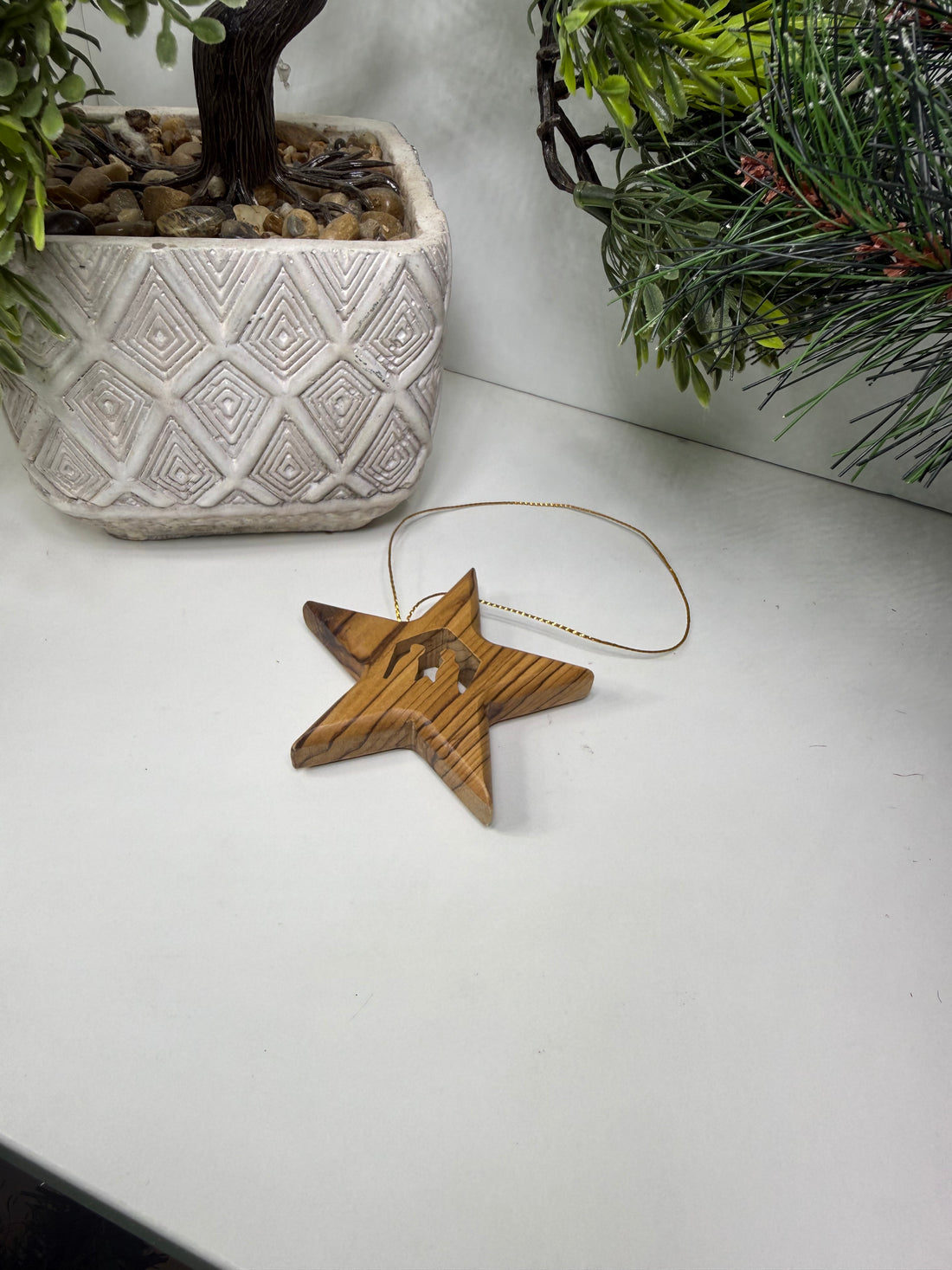 Olive Wood Ornament_ Holy Family in Star