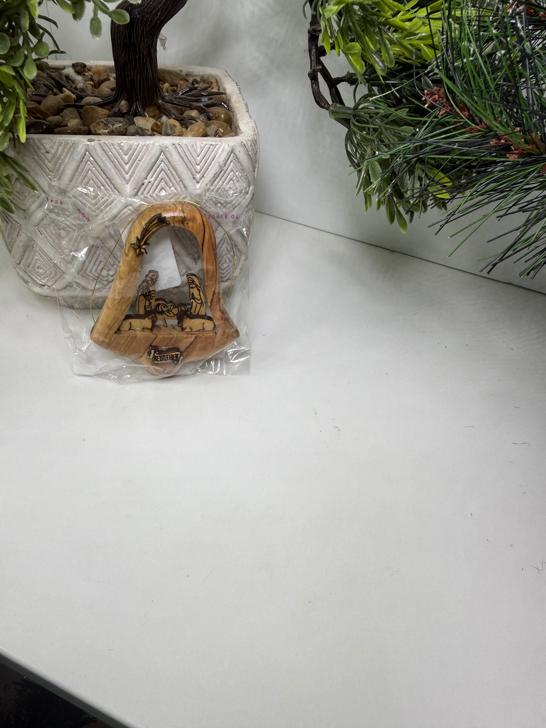 Olive Wood Ornament_ Nativity Scene in Bell