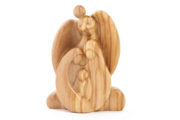 Olive Wood Nativity Scene_ Holy Family with Angel