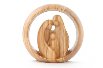 Olive Wood Nativity Scene_ Holy Family in Circle