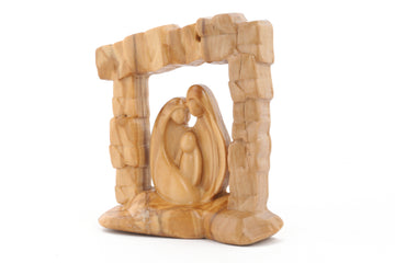 Olive Wood Nativity Scene_ Holy Family in Grotto Frame