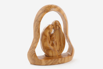 Olive Wood Nativity Scene_ Holy Family in Bell Frame
