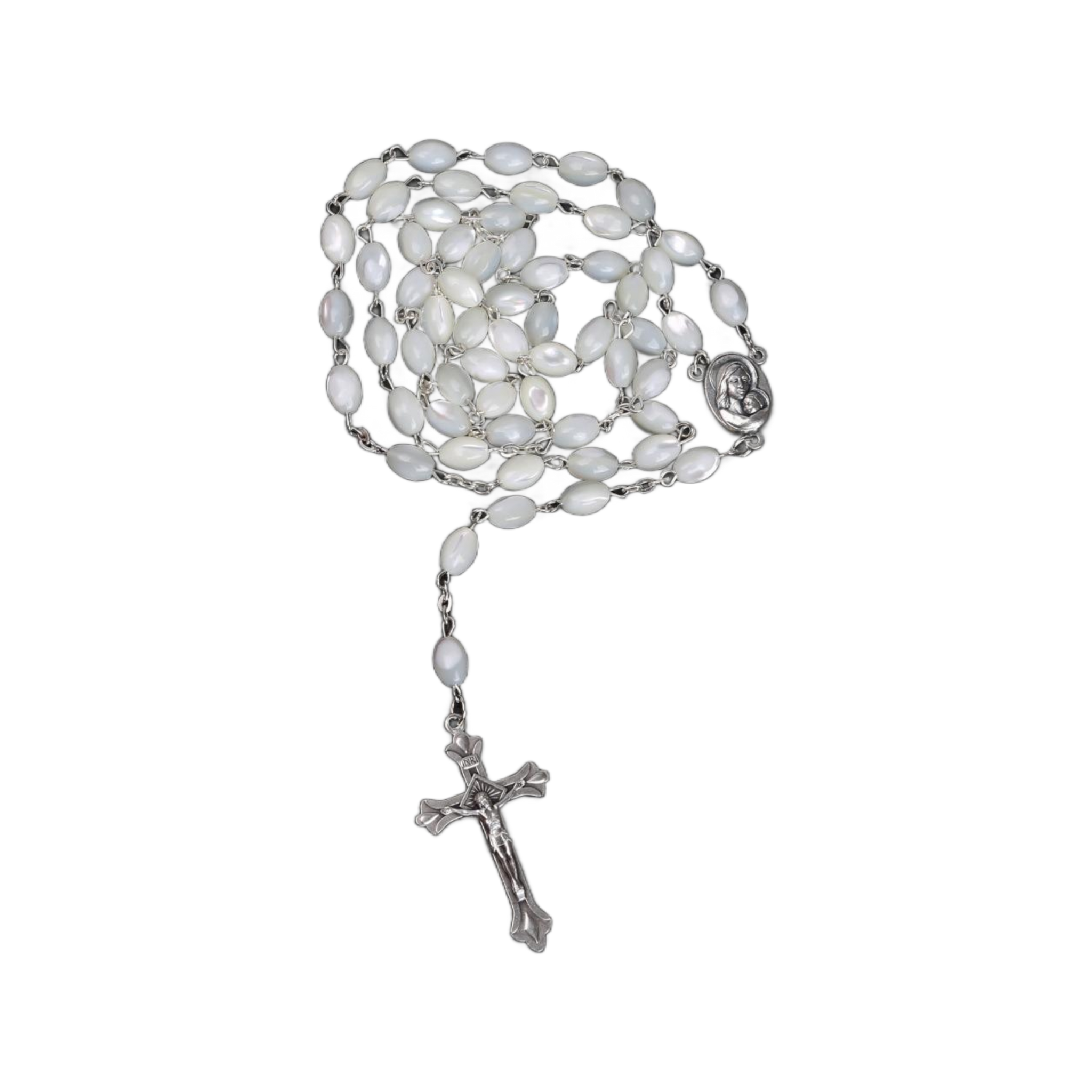 Mother of Pearl Rosary_Jerusalem Soil Centerpiece