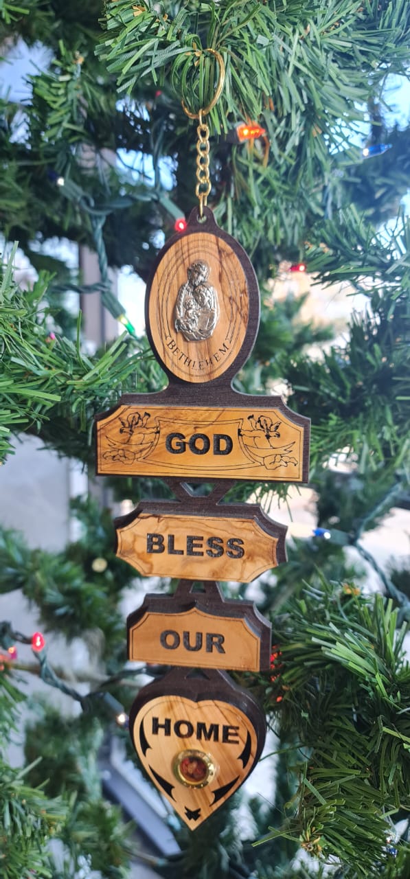 God Bless Our Home Wall Plaque With Silver Holy Family