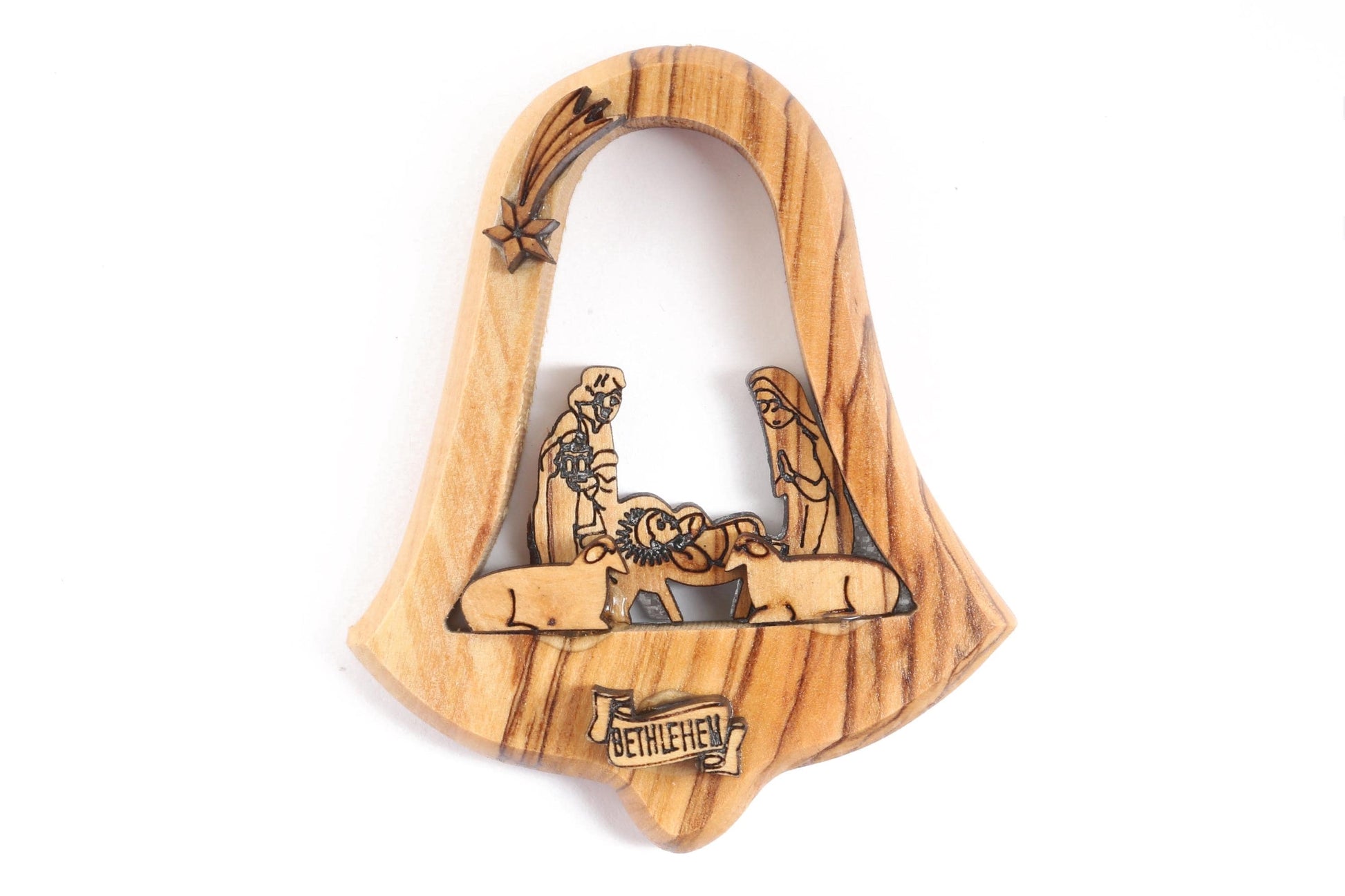 Olive Wood Ornament_ Nativity Scene in Bell