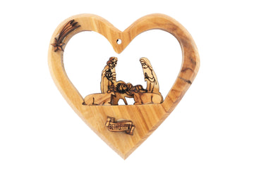 Olive Wood Ornament_ Nativity Scene in Heart