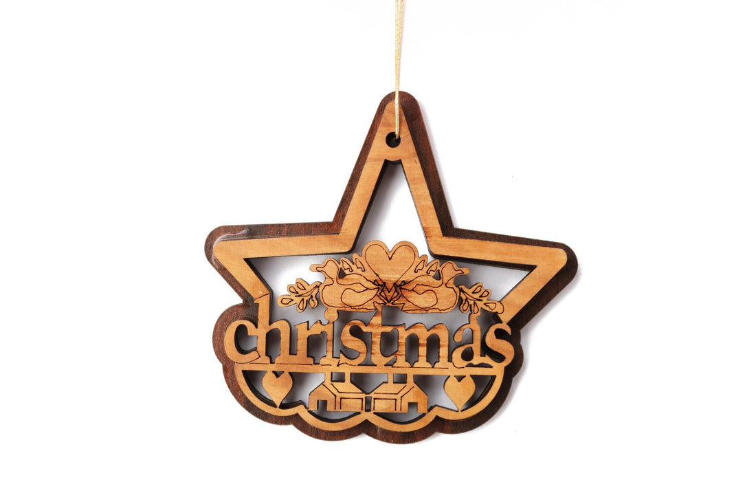 Olive Wood Ornament_ Double Layered Christmas Design