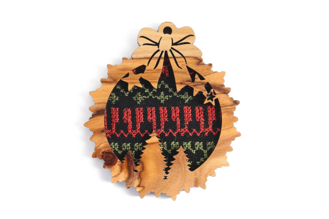 Olive Wood Ornament_ Fitted with Traditional Embroidery