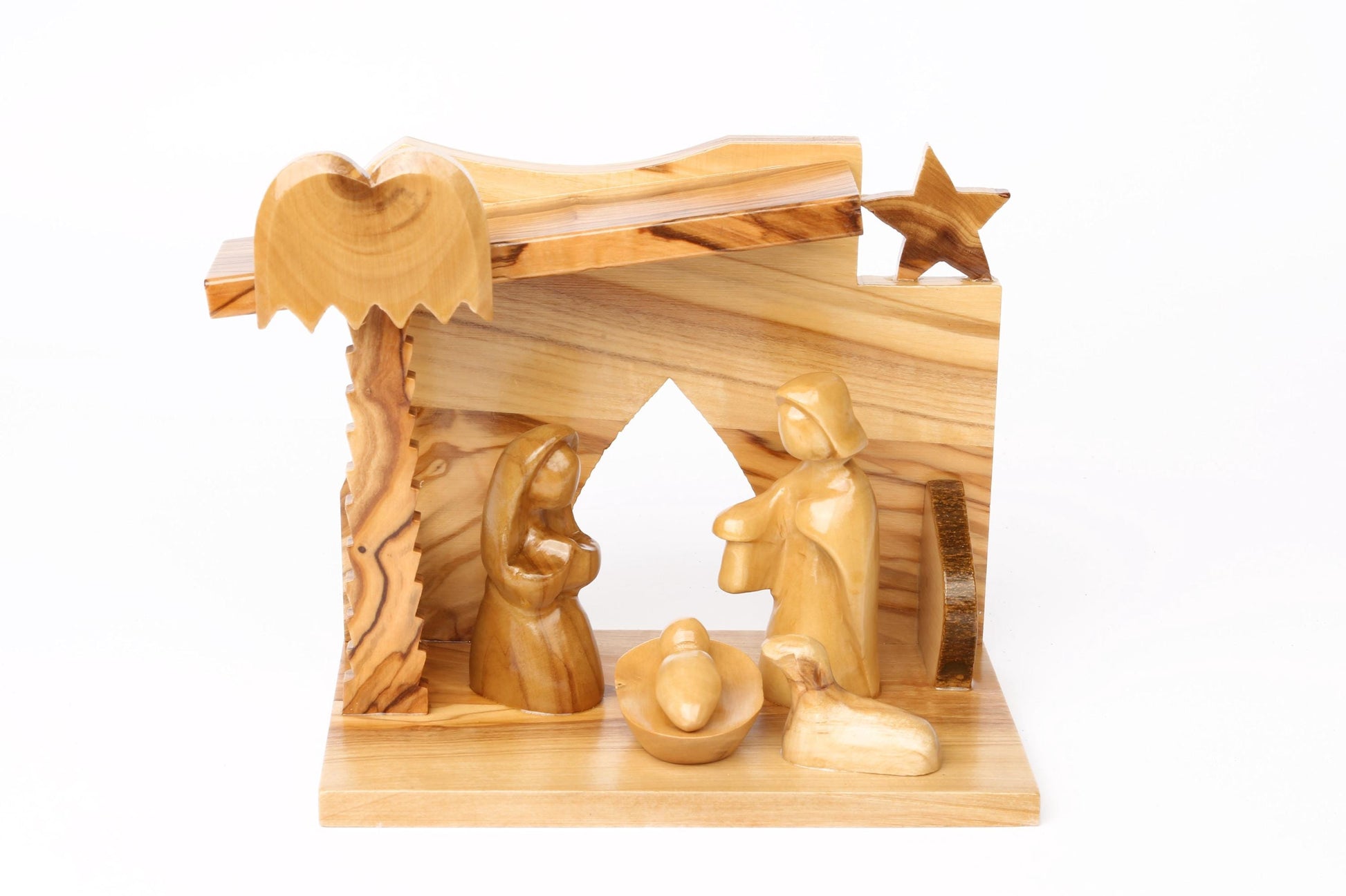Olive Wood Nativity Scene_ Faceless Holy Family