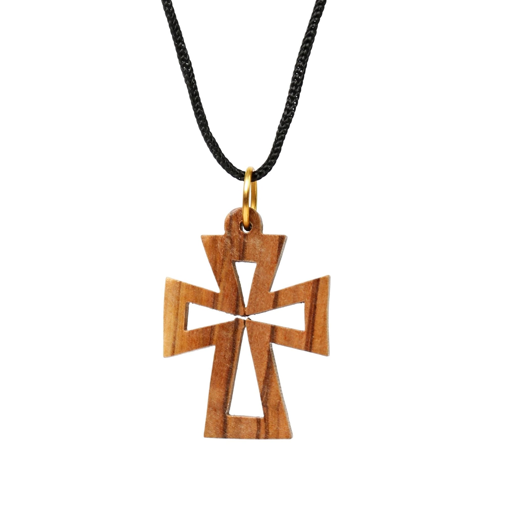 Olive Wood Pendant_ Hollow Maltese Cross
