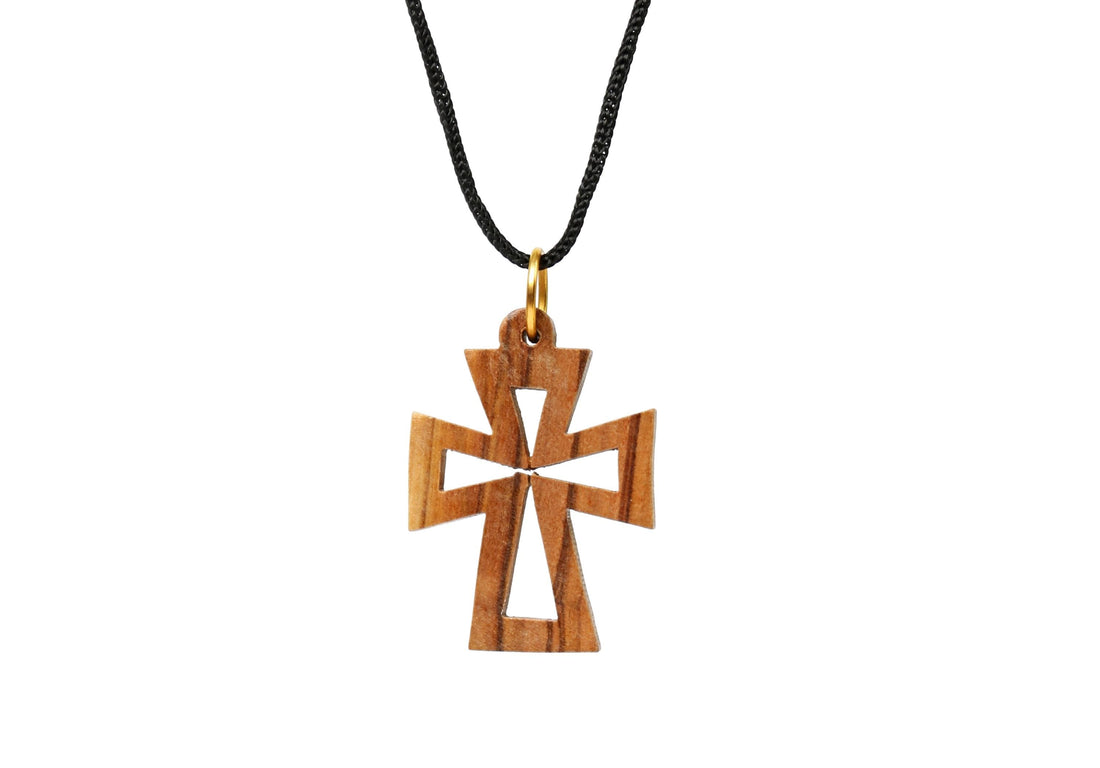 Olive Wood Pendant_ Hollow Maltese Cross
