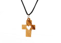Olive Wood Pendant_ Cross with Hollow Heart
