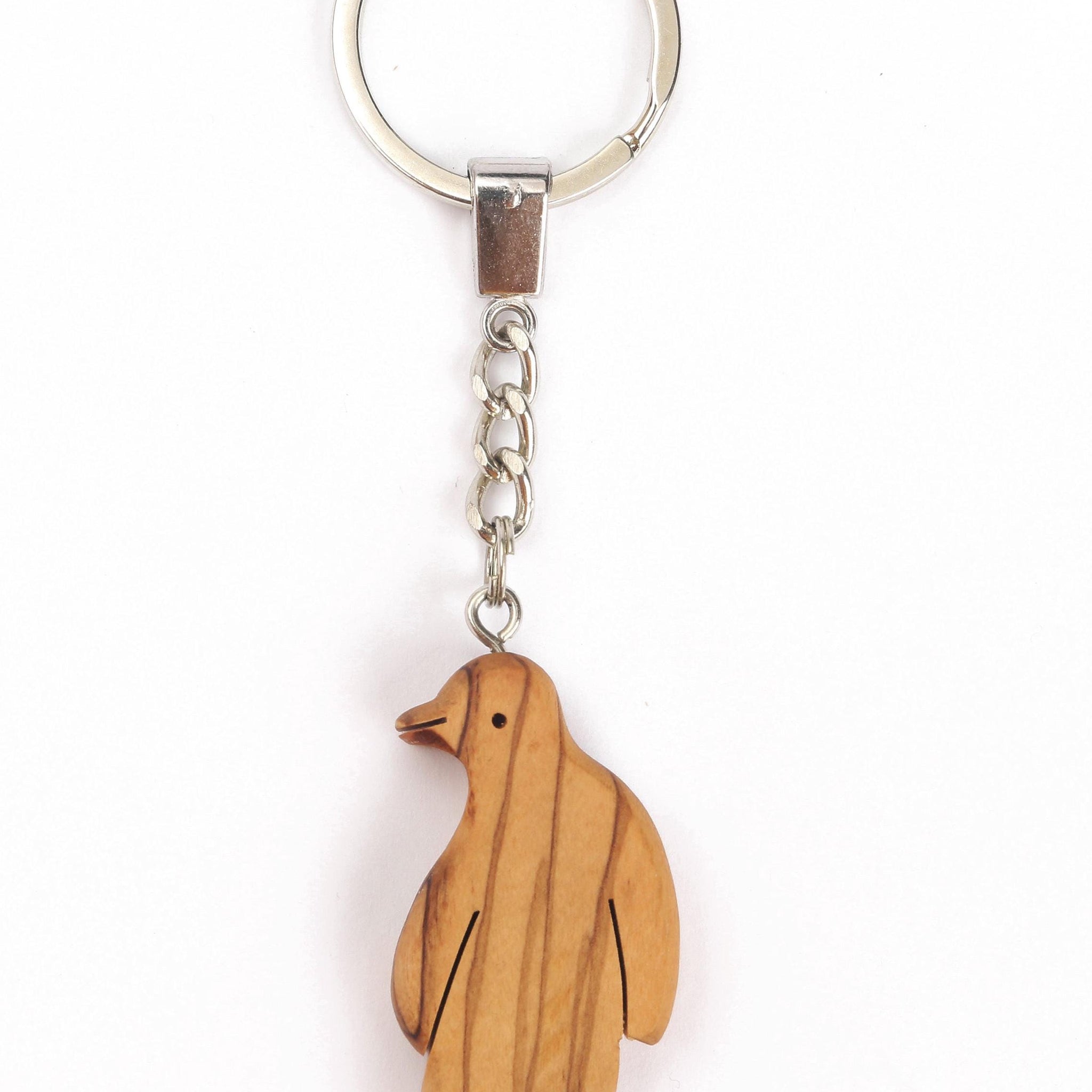 Olive Wood Keychain_ Penguin