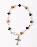 Olive Wood Bracelet_ Black Crosses