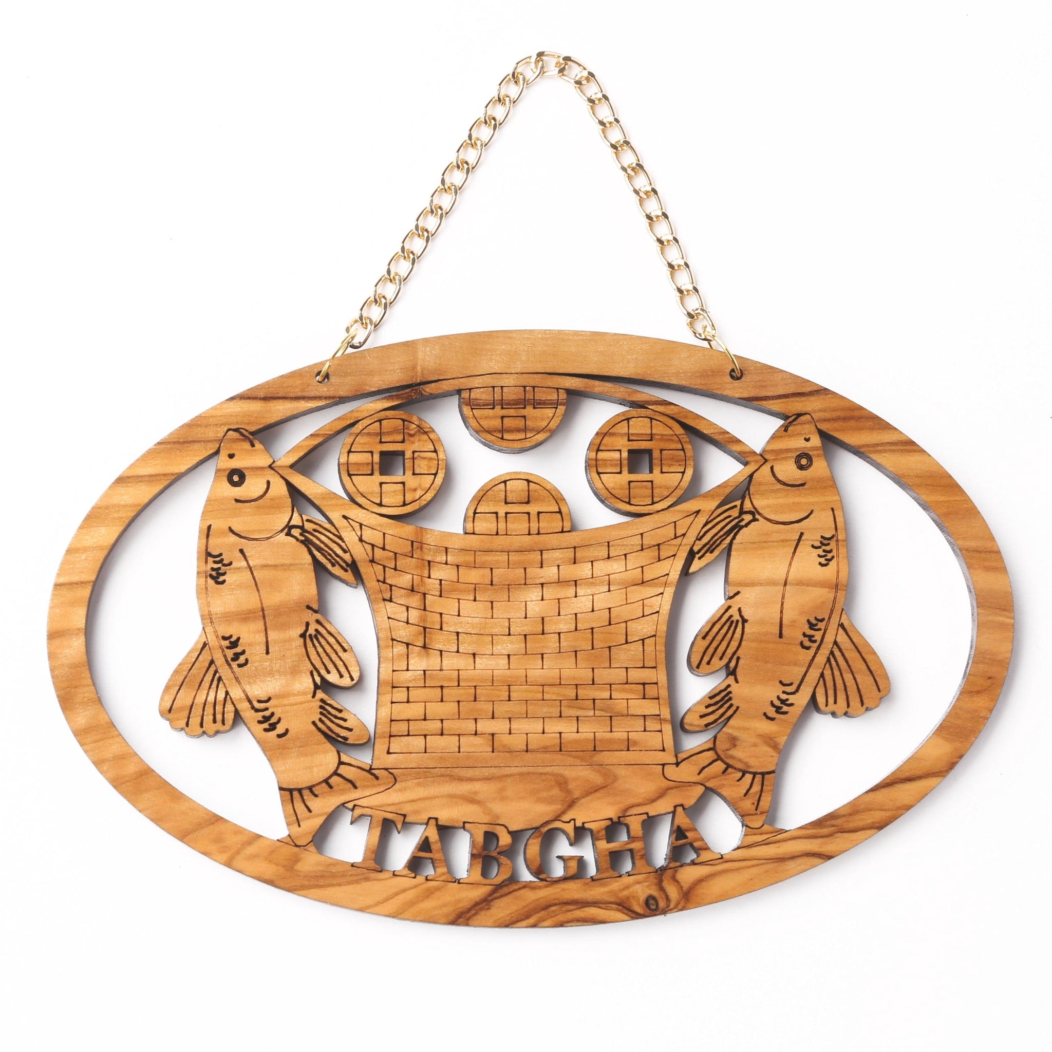 Olive Wood Ornament_ Miracle of Fish and Bread Plaque