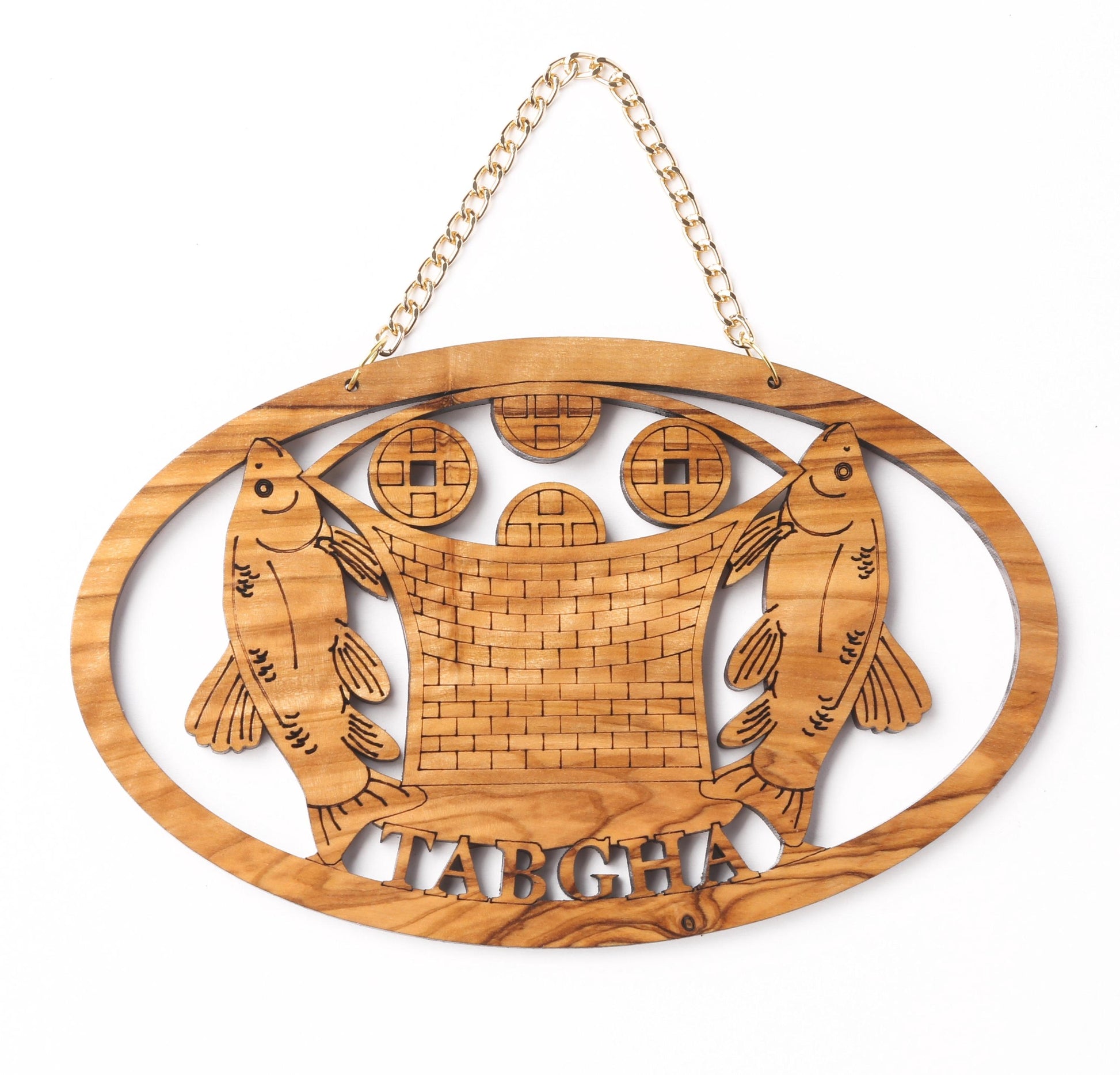 Olive Wood Ornament_ Miracle of Fish and Bread Plaque