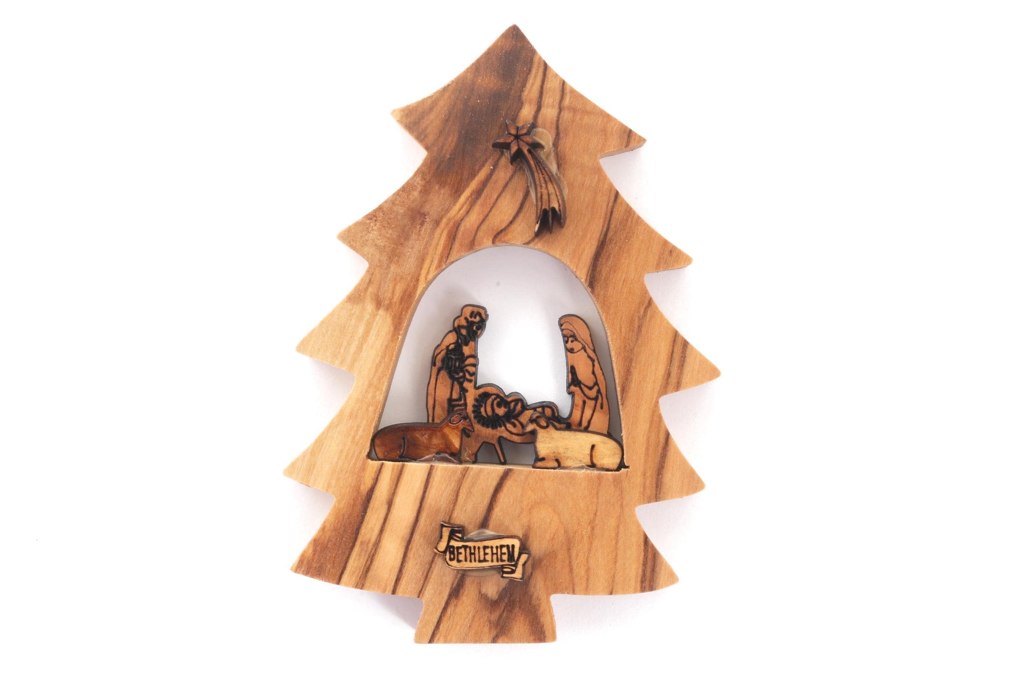 Olive Wood Ornament_ Nativity Scene in Christmas Tree