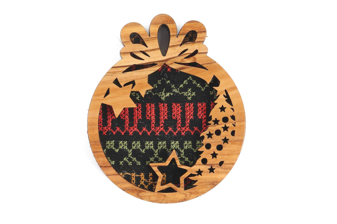 Olive Wood Ornament_ Fitted with Traditional Embroidery