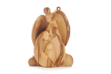 Olive Wood Ornament_ Holy Family with Angel
