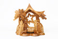 Olive Wood Nativity Scene_ Grotto and Star of Bethlehem Background