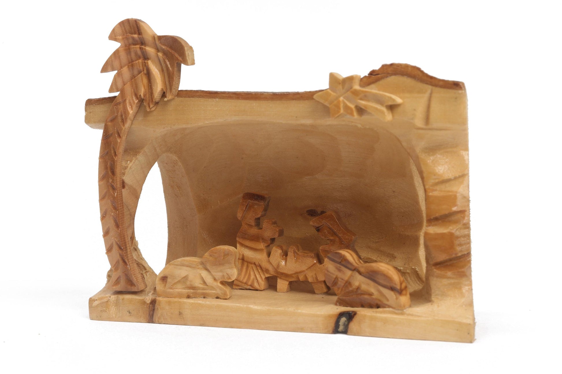 Olive Wood Nativity Scene_ Carved Grotto